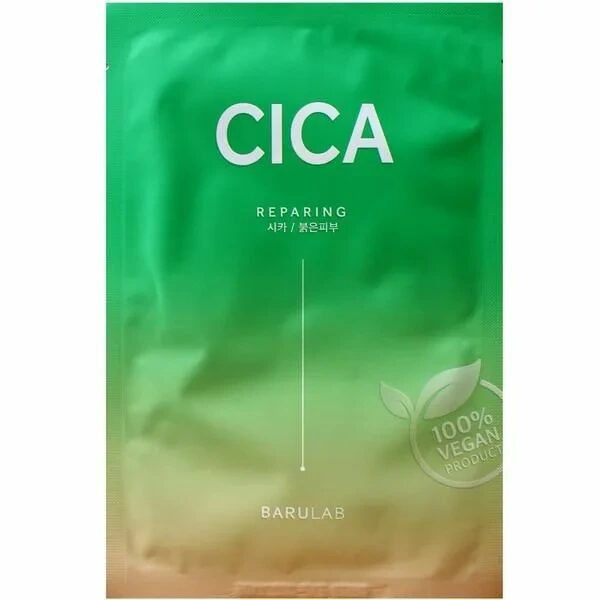 Маска тканевая веганская успокаивающая с экстрактом центеллы BARULAB The Clean Vegan Cica Mask